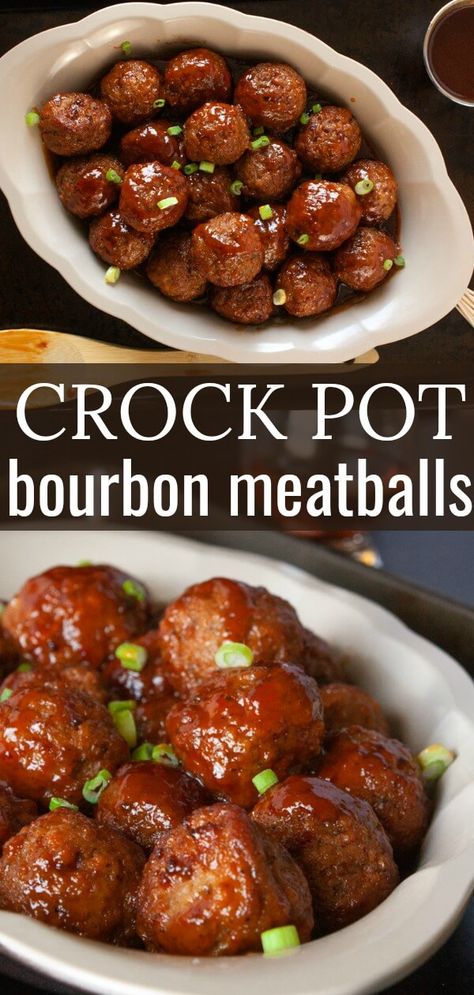 Crock Pot Bourbon Meatballs Desserts, Clean Eating Snacks, Slow Cooker, Bourbon Meatballs, Bourbon Recipes, Meat Appetizers, Appetizer Meatballs, Meatball Recipes Crockpot, Meatball Recipes