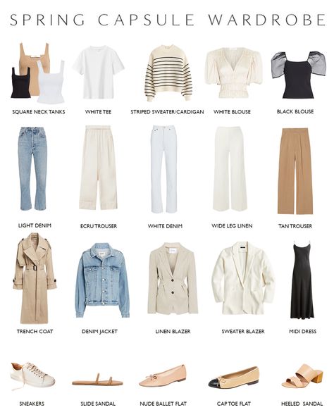 Outfits, Casual Chic, Casual, Capsule Wardrobe, Spring Capsule Wardrobe, Spring Capsule Wardrobe Casual, Spring Wardrobe Essentials, Spring Summer Capsule Wardrobe, Neutral Capsule Wardrobe