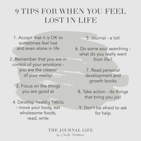 Carly | Life Coach on Instagram: “✨9 Tips for when you feel lost in life✨ We all feel lost in life at some point, here are some simple tips to help you move forward. You…” What To Do When You Feel Stuck In Life, What To Do When You Feel Lost, What To Do When Your Feeling Lost, What To Do When Feeling Down, When You Feel Stuck In Life, What To Do When Life Is Overwhelming, Feeling Stuck In Life, When You Feel Stuck, Feeling Stuck And Lost Quotes