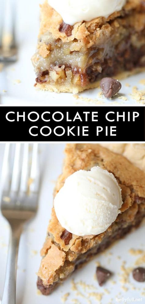 Snacks, Mini Desserts, Desserts, Chocolate Chips, Pie, Dessert, Cake, Biscuits, Chocolate Chip Cookie Pie