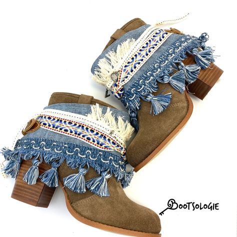 Boot covers, boot belts  by Bootsologie Ankle Boots, Boots, Jeans, Boho Chic, Cowgirl Boots, Upcycling, Cowgirls, Boot Cuffs, Boot Accessories