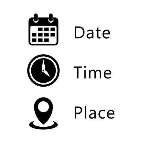 Date, Time, Address or Place Icons Symbol Design, Ideas, Address Icon, Online Logo Design, Event Logo, Location Icon, Dating, Work Icon, Design Template