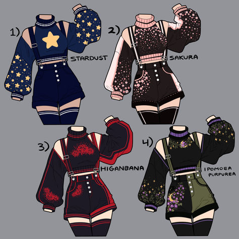 SHOP NYAHALLO.COM | Designed by @NyahalloShop and @blanchiame Kawaii, Outfits, Grunge, Costumes, Clothes Design, Clothes Design Drawing, Cute Anime Outfits, Clothes Illustration, Character Outfits