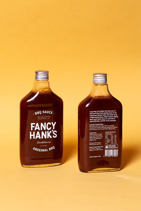 Contain Design Studio — Fancy Hank BBQ Sauce Design, Motion Design, Food Packaging, Packaging, Restaurant Kitchen, Bbq Sauce, Industrial Packaging, Innovative Packaging, Food Print