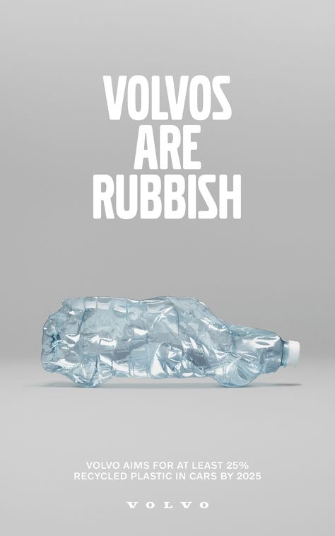 Volvo: Plastic Car, It’s the most progressive statement around the use of recycled plastic by any premium automotive manufacturer, and is another step in our sustainability journey.  #Automotive #CreativePrintAds #Grey #London #OOHAdvertising #Outdoor #Poster #Print #PrintAdvertising Recycling, Design, Car Ads, Copy Ads, Car Print Ads, Ads Creative, Volvo, Ads, Advertising
