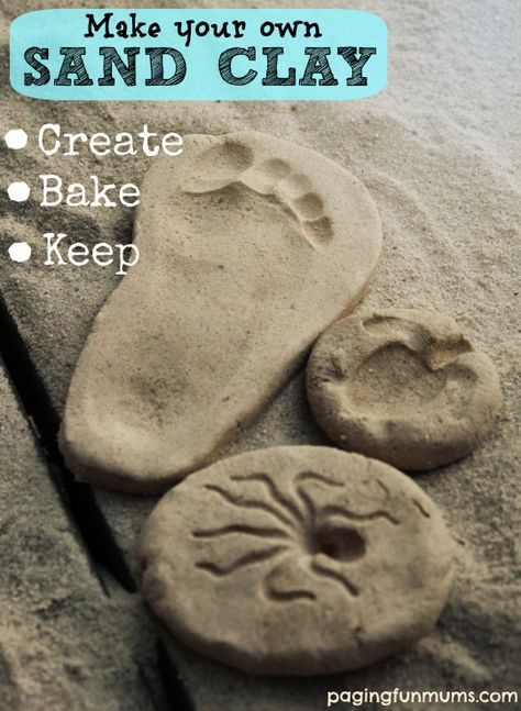 So cool!! Make your own Sand Clay - Create, Bake  Keep your own handmade keepsakes! Diy Crafts, Summer Crafts, Fimo, Clay Crafts, Diy, Sand Crafts, Clay Food, Clay, Shell Crafts