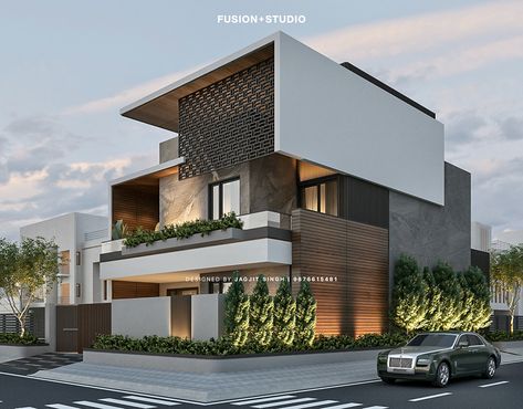 329-B BRS Nagar - 250 sq. yards on Behance Modern House Design, Home Décor, Architecture, Design, Facade House, Facade Design, Arquitetura, House Front Design, Modern House Facades