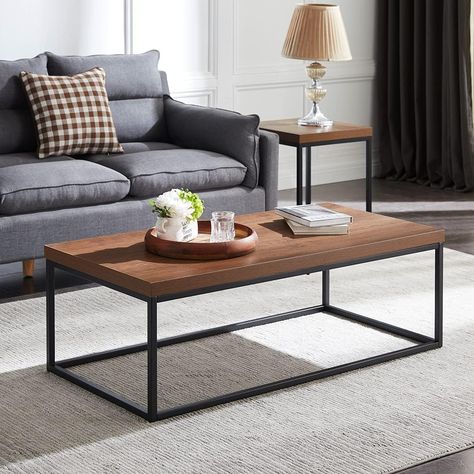 Less expensive option. Not solid wood, but that can still work if it's the right aesthetic. Modern Industrial, Living Room Modern, Table Design, Living Room Decor, Rectangular Living Rooms, Living Room Chairs, Living Room Chairs Modern, Ottoman Table, Wood And Metal