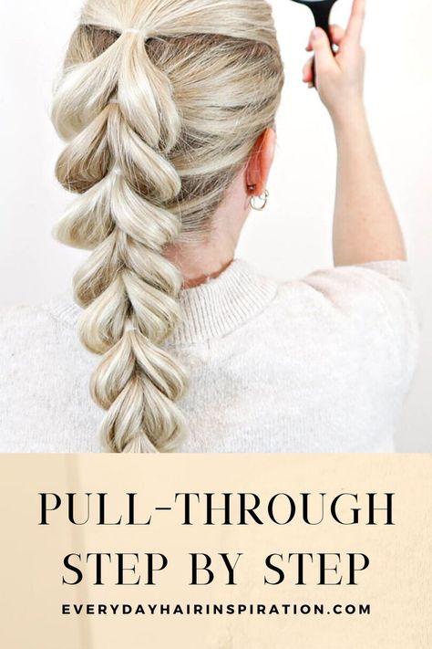 Balayage, Braiding Your Own Hair, Easy Hairstyles Quick, Pull Through Braid, Braided Hairstyles Easy, Easy Braids, Braided Hairstyles Tutorials, Braided Hair Tutorial, Easy Hairstyles For Medium Hair