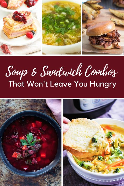 44 Best Soup and Sandwich Recipes - What to Serve With Soup Soup Appetisers, Slow Cooker, Sandwiches, Soup And Sandwich, Soup Appetizers, Soup And Salad, Easy Soups, Sandwiches That Go With Soup, Hearty Soups