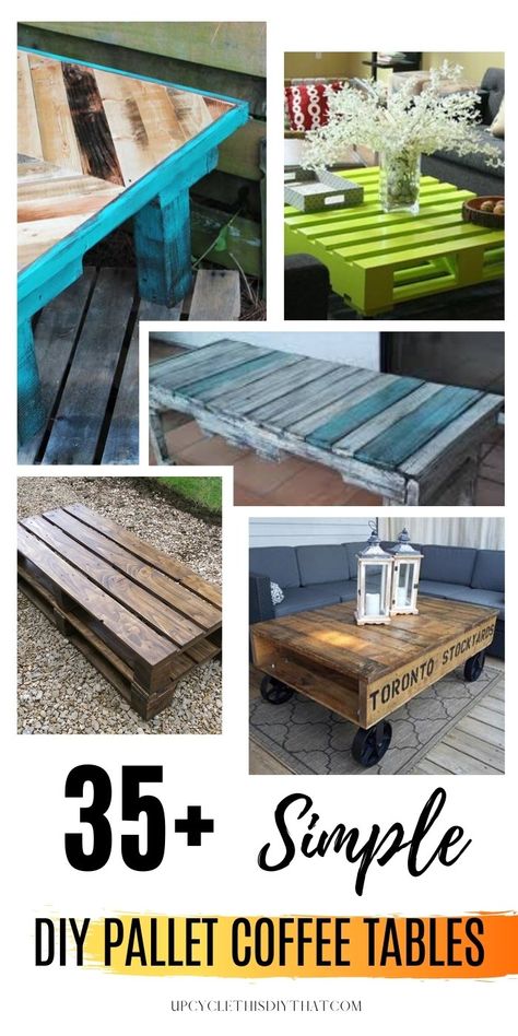 Check out these 35+ awesome pallet coffee tables. Amazing examples of DIY pallet coffee tables with wheels, storage, and a glass top. Easy to make DIY pallet projects for those who want industrial or rustic furniture - the perfect indoor or outdoor table! Industrial, Outdoor, Diy, Tables, Ideas, Pallet Coffee Table Diy, Coffee Table Out Of Pallets, Diy Coffee Table, Coffee Table With Wheels