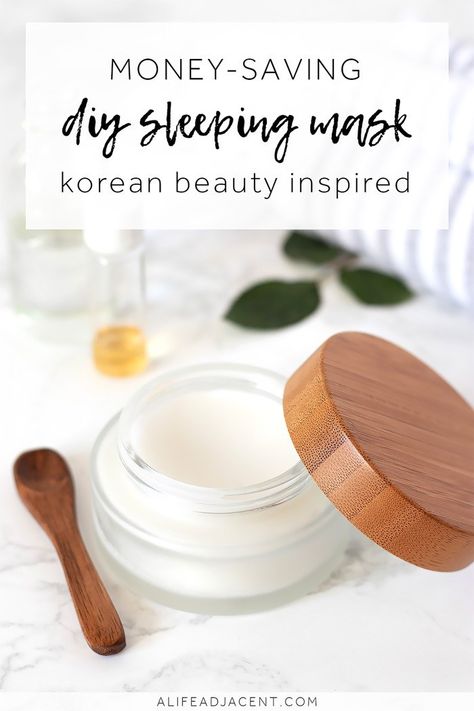 DIY Sleeping Mask. Save money on expensive nighttime beauty products. Wake up to dewy, glowing skin with this easy homemade sleeping mask! Inspired by Korean skin care, this overnight face mask helps keep your skin moisturized all night long. It won’t clog pores, and it contains no fragrances, essential oils, or coconut oil. Suitable for dry, sensitive, and mature skin types. #alifeadjacent Homemade Skin Care, Homemade Beauty Products, Homemade Face Masks, Diy Overnight Face Mask, Diy Skin Care, Overnight Face Mask, Homemade Beauty Remedies, Diy Body Care, Dry Skin Diy