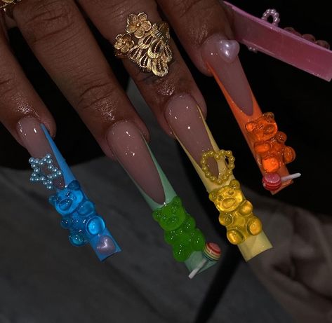 Rainbow Nails Design, Nail Inspo, Holographic Nails, Colored Nail Tips, Nail, Really Cute Nails, Red Acrylic Nails, Cute Nails, Nails Design With Rhinestones