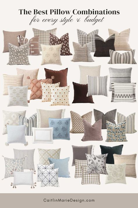 Throw Pillow Combinations and How to Arrange Pillows Like a Pro - Caitlin Marie Design Diy, Decoration, Home Décor, Studio, Couch Pillow Arrangement, Couch Throw Pillows, Throw Pillows Living Room, Neutral Throw Pillows, Couch Pillows