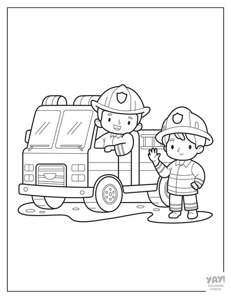 Fire truck and firefighters Colouring Pages, Colouring, Trucks, Truck Coloring Pages, Coloring Pages, Fire Truck Activities, Free Coloring Pages, Activities, Kindergarten