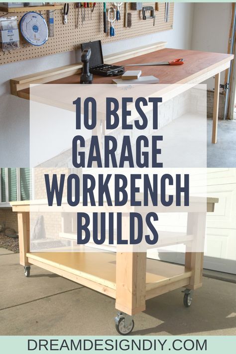 Garages, Garage Work Bench, Garage Workbench Plans, Diy Garage Work Bench, Shed Workbench Ideas, Garage Bench, Build Your Own Garage, Garage Tools, Garage Hacks
