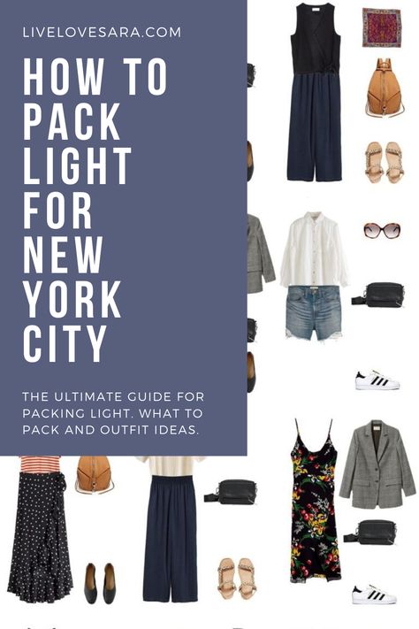 What to pack for 10 days in New York City packing list | New York City Outfit Ideas | What to Wear in New York City | NYC Packing list | Spring Packing List | NYC Outfit Ideas | What to Wear in NYC | Packing Light | Capsule Wardrobe | travel wardrobe | Summer packing list | travel capsule | livelovesara Outfits, Capsule Wardrobe, Trips, York, Summer Travel Wardrobe, Travel Capsule Wardrobe Summer, What To Wear In New York, Summer Packing, Travel Capsule