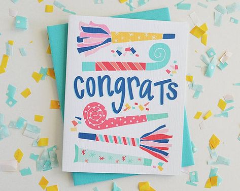 Congrats Card, Congratulations Card, Graduation Cards, Bday Cards, Birthday Cards, Greeting Cards, Greeting Card Design, Greeting Card Inspiration, Confetti Party