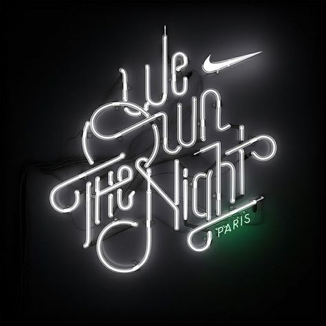 Neon signage for Nike's We Own The Night 10k Women's marathon. #typography #nike #neon #womens marathon #signage