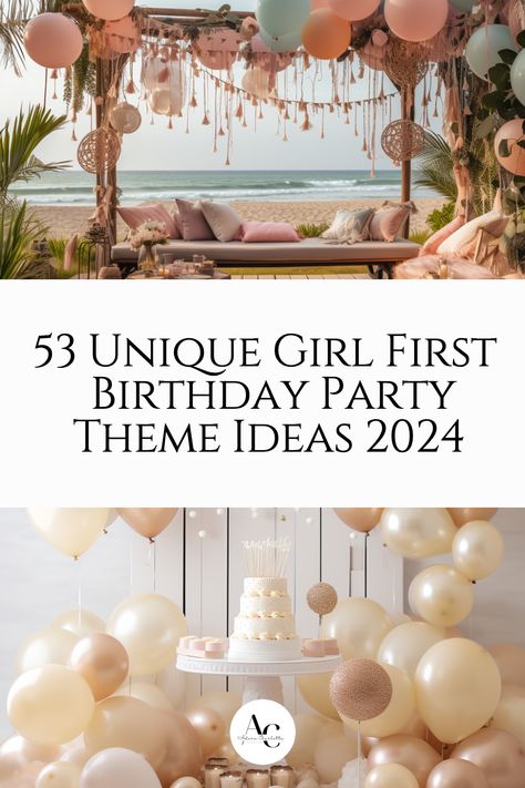 Plan the perfect celebration for the best unique Girl First Birthday Party Theme Ideas for 2024. Mark this milestone in style. Girls Birthday Party Themes, 1 Year Birthday Party Ideas, First Birthday Party Themes, First Birthday Parties, 1st Birthday Party For Girls, 1st Birthday Party Themes, First Birthday Party Decorations, Girls First Birthday Theme Ideas, Girls Party Themes