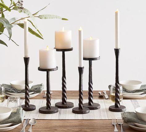 Candle Holders, Pottery Barn, Iron Candlesticks, Pillar Candle Holders, Glass Candleholders, Candlesticks, Votive Candle Holders, Pillar Candles, Iron Candle