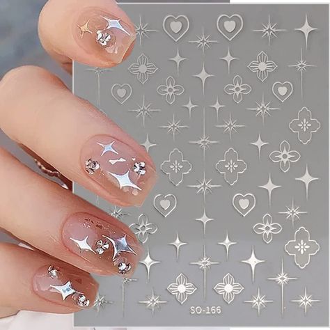 Amazon.com: Flower Star Heart Nail Art Stickers Decals 3D Self Adhesive Nail Stickers Nail Art Supplies Colorful Laser Stickers Star Flower Heart Nail Designs Manicure Tips Charms Nail Decoration 6 Sheets : Beauty & Personal Care Nail Art Designs, Prom, Design, Nail Art Stickers Decals, Nail Art Supplies, Nail Polish Stickers, Nail Stickers Designs, Nail Decals, Nail Decals Designs