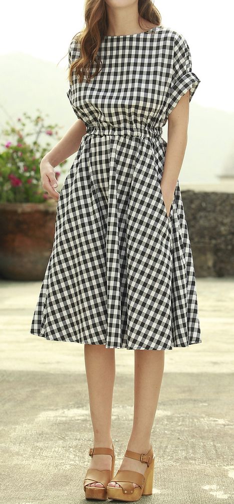 Gingham swing dress Womens Fashion, Casual, Outfits, Check Dress, Clothes For Women, Casual Dress, Modest Fashion, Casual Dresses, Dress Outfits