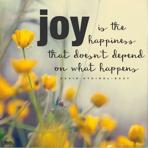 “Joy is the happiness that doesn’t depend on what happens.” —David Steindl-Rast  #InstaEncouragements #instagood #wisdomwords #photooftheday #instadaily #christianity #bible #gospel #grace #mercy #faith #hope #love #bethelight #testify #redeemed #scripture #verseoftheday #quotes #Jesus #God #shareyourstory #sharelove #Saturday Wise Words, Wisdom Quotes, Tony Robbins, Quotes To Live By, Words Of Wisdom, Choose Joy, Great Quotes, Favorite Quotes, Inspirational Words
