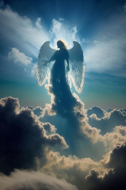 Foto Ángel en el cielo de las nubes. ia ... | Premium Photo #Freepik #photo #alas-blancas #alas-angel #angelical #mujer-rezando
