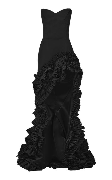 Maticevski - Women's Divergence Ruffle Gown - Black - Only At Moda Operandi Gown Aesthetic, Slytherin Clothes, Toni Maticevski, High Low Gown, Ruffle Gown, Prom Dress Inspiration, Gowns Online, Fashion Inspiration Design, Fashion Attire