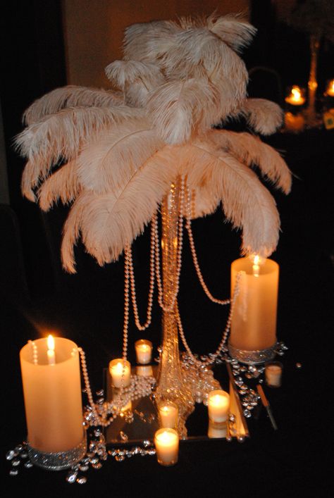 Gatsby, Decoration, Feather Centerpieces, Gatsby Decor, Gatsby Party Decorations, Gatsby Theme, Prom Decor, Great Gatsby Prom Theme, 1920s Party Decorations