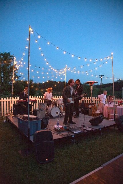 Outdoor Party, Backyard Party, Event Stand, Outdoor Reception, Outdoor Wedding, Backyard Wedding Lighting, Festoon Lights, Backyard Wedding, Wedding Music Band