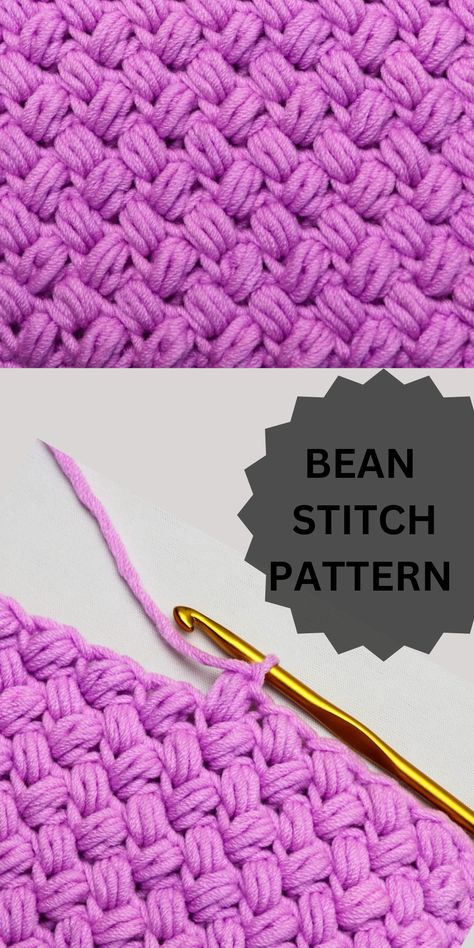 crochet bean stitch tutorial Crochet, Haken, Tricot, Stricken, Lapghan, Tejidos, Patrones, Crochet Videos, Afghans Crochet