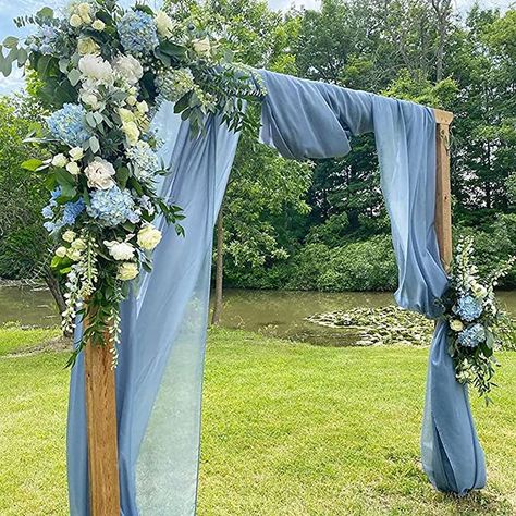 Amazon.com: Dusty Blue 5 Yard Solid Color Chiffon Sheer Fabric by The Yard for Wedding Party Event 180 Inches Draping Arch Decoration Wedding Flowers, Floral Wedding, Dusty Blue Weddings, Wedding Arch Flowers, Blue Wedding Flowers, Blue Wedding Decorations, Wedding Arches Outdoors, Wedding Arch, Arch Flowers