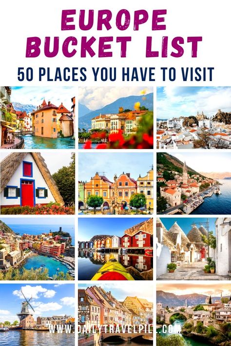 This is the ultimate Europe Bucket List! Add these stunning 50 destinations to your itinerary now!  #europe #europetravel #bucketlist   | Europe travel | European bucket list | Europe destinations | Europe travel inspiration | best places in Europe | things to see in Europe | places to visit in Europe | Wanderlust, Destinations, Travelling Europe, Trips, Europe Destinations, Europe Bucket List, Traveling Europe, Travel In Europe, Travel Around Europe