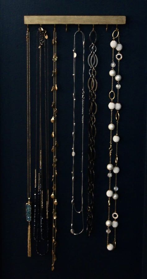 Bijoux, Ideas, Diy, Wardrobes, Design, Necklace Wall Hanger, Jewelry Organizer Wall, Jewelry Organizer Diy Wall, Jewelry Hanger