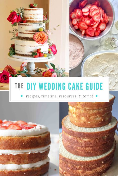 Diy Wedding Cake, Cake, Dessert, Wedding Cake Designs, Cake Decorating Techniques, Homemade Wedding Cake, Wedding Cake Guide, Wedding Cake Recipe, Wedding Cake Rustic