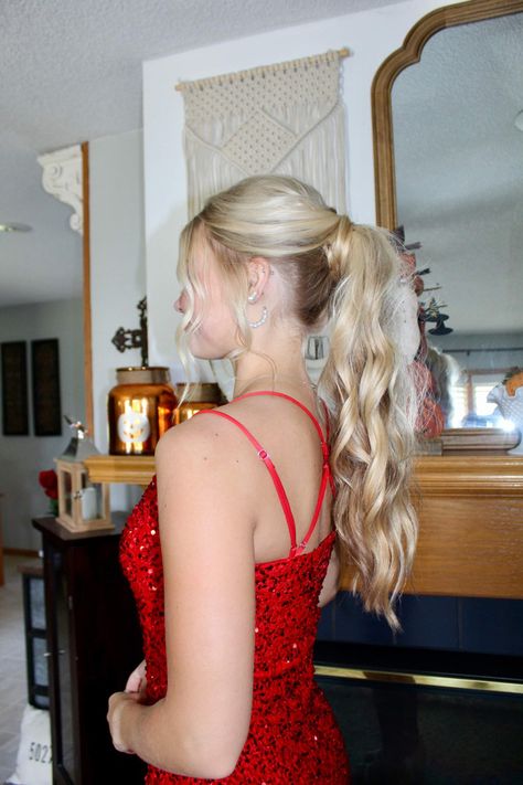 Prom Hairstyles, Highlights, Side Ponytail Prom, Ponytail For Prom, Prom Pony Tail, Formal Ponytail, Ponytail Hairstyles For Prom, Prom Ponytail Hairstyles, Fancy Ponytail
