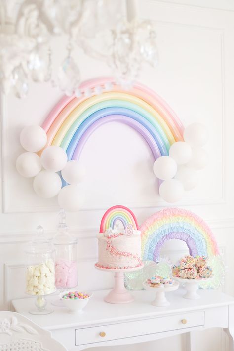 Pastel, Decoration, Rainbow Baby Birthday Party, Rainbow Themed Birthday Party, Rainbow Theme Party Decorations, First Birthday Parties, Rainbow Birthday Party Decorations, Rainbow Theme Party, Rainbow Birthday Party