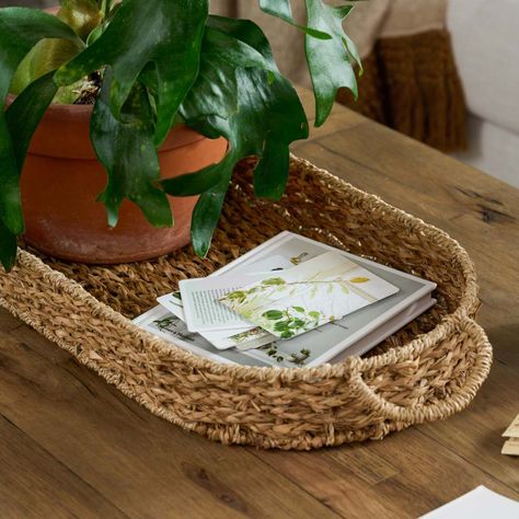 Woven Pill-Shaped Tray - Magnolia Baskets On Wall, Woven, Napkins Set, Tray, Spring Wall Decor, Plant Tray, Wood Storage Box, Linen Candle, Spring Decor