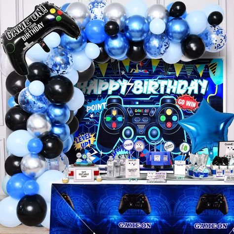 Video Games Birthday Party, Video Game Birthday Party Decorations, Video Games Birthday, Party Games, Video Game Party Decorations, Video Game Party, Boy Birthday Party Themes, Birthday Party, Birthday Party Themes