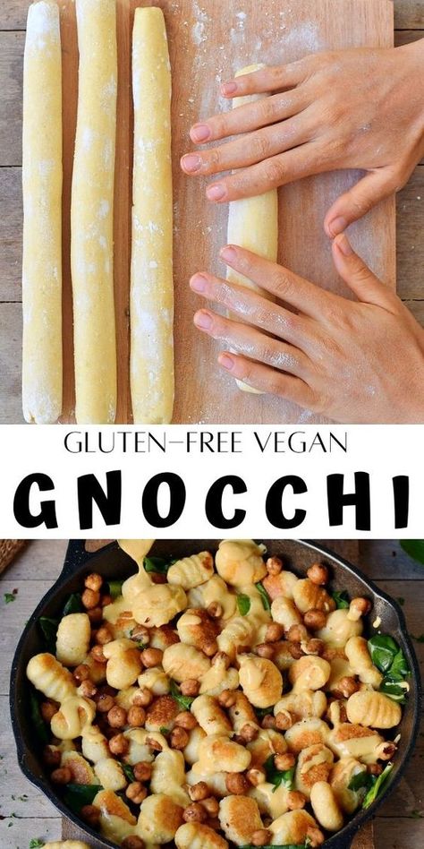 Gnocchi Vegan, Vegan Gnocchi, Gnocchi Recipes Homemade, Gluten Free Gnocchi, Vegetarian Recipes Easy Dinner, Gourmet Meals, Gluten Free Living, Homemade Gluten Free, Gnocchi Recipes