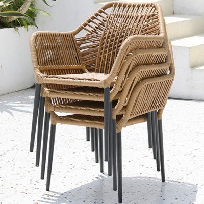 This concise style outdoor table and chairs perfect for any outdoor space such as yard, patio, garden, poolside, cafe, chic bar, porch | Bayou Breeze Altinaj Rectangular 6 - Person Outdoor Dining Set Metal / Wicker / Rattan in Gray | 62.99 W x 35.43 D in | Wayfair Home Décor, Outdoor Dining Chairs, Patio Dining Chairs, Outdoor Dining Set, Outdoor Tables And Chairs, Outdoor Dining Table, Patio Furniture Dining Set, Patio Dining Set, Outdoor Dining Area