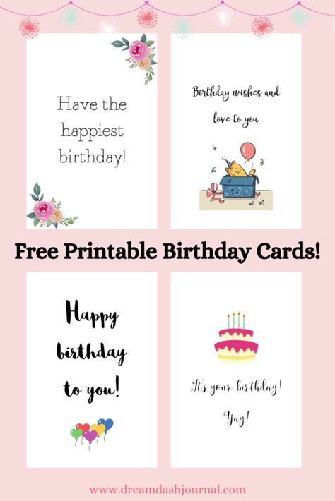 Free birthday card printables! Download and print these pdf birthday cards, totally free. The perfect last minute birthday cards! #freeprintables #birthdaycardprintables #freebirthdaycards #printables Birthday Cards For Her, Birthday Gift Cards, Birthday Wishes Cards, Happy Birthday Cards Printable, Birthday Cards To Print, Happy Birthday Cards, Free Happy Birthday Cards, Birthday Card Template Free, Birthday Card Template