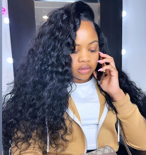 30 Trending Sew In Hairstyles for 2021 - Hair Adviser New Hair, Sew In Ponytail, Sew In With Bangs, Sew In Extensions, Sew In Hairstyles, Curly Sew In Weave, Curly Sew In, Curly Hair Sew In, Middle Part Hairstyles
