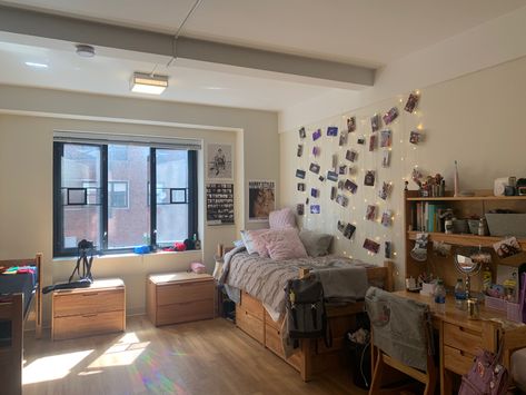 Just decorated my NYU dorm room with lights and pics! Boho, Ikea, Dorm Rooms, College Dorm Rooms, College Dorm Room Decor, College Room, University Dorms, College Dorm, Dorm Room Decor