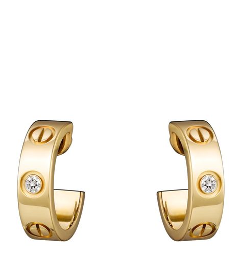 Earrings, Cartier, Gold Hoop Earrings, Gold Hoop, Hoop Earrings, Diamond, Brilliant Cut Diamond, Yellow Gold, Gold