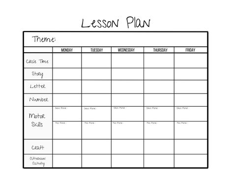 Blank Preschool Lesson Plan Template Organisation, Pre K, Weekly Lesson Plan Template, Editable Lesson Plan Template, Lesson Planner, Teacher Lesson Plans, Preschool Weekly Lesson Plans, Lesson Plan Templates, Homeschool Lesson Plans