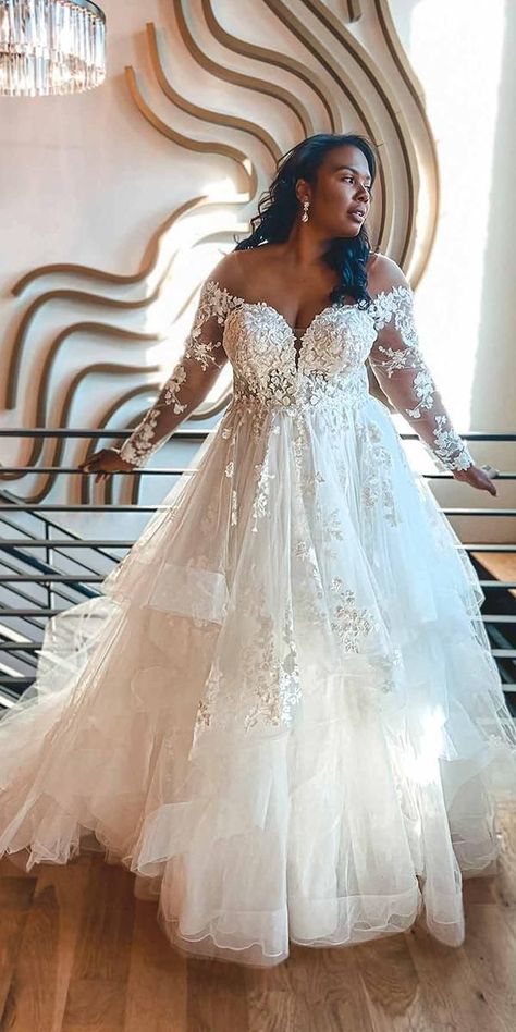 12 Plus Size Ball Gowns Wedding Dresses ❤ plus size ball gowns wedding dresses sweetheart neckline with sleeves off the shoulder lace essensedesigns ❤ #weddingdresses Wedding Dresses, Dream Wedding Dresses, Winter Wedding Dress, Dream Wedding Ideas Dresses, Long Wedding Dresses, Wedding Dress Long Sleeve, Wedding Dress Guide, Plus Wedding Dresses, Wedding Dress Sleeves