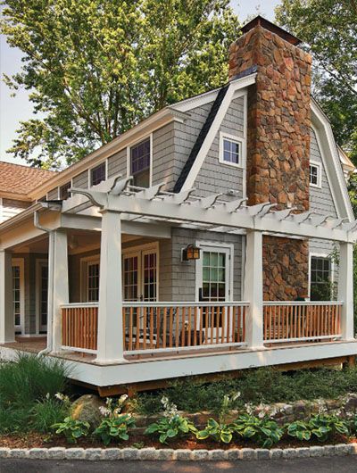 35 Unique Deck Railing Ideas | Sebring Design Build Exterior, Porches, Design, Cape Cod House Exterior, Cape Cod House, House With Porch, Cedar Homes, House Roof, House Exterior